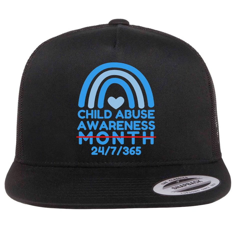 In April We Wear Blue Cool Child Abuse Prevention Awareness (2) Flat Bill Trucker Hat