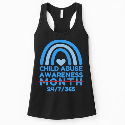 In April We Wear Blue Cool Child Abuse Prevention Awareness (2) Womens Tank Top
