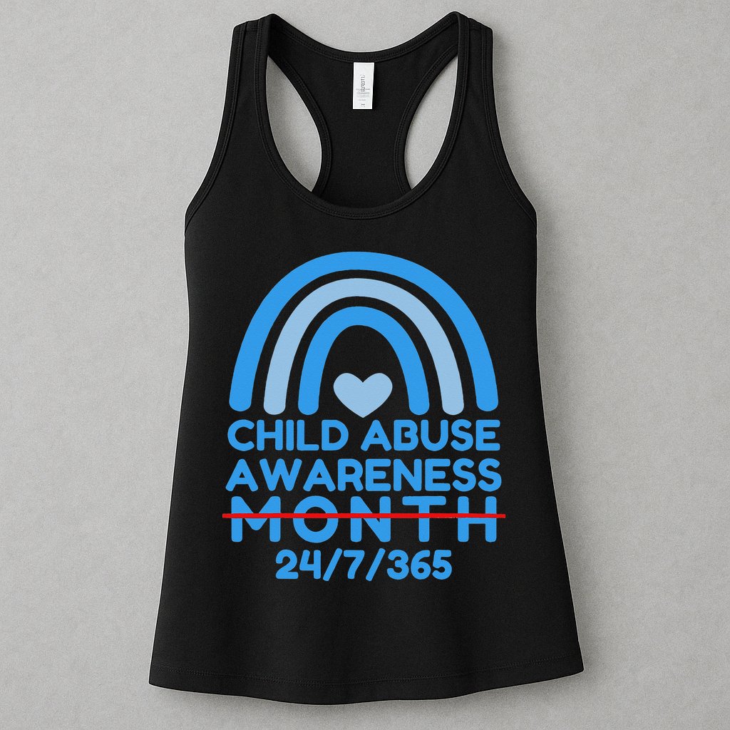 In April We Wear Blue Cool Child Abuse Prevention Awareness (2) Womens Tank Top