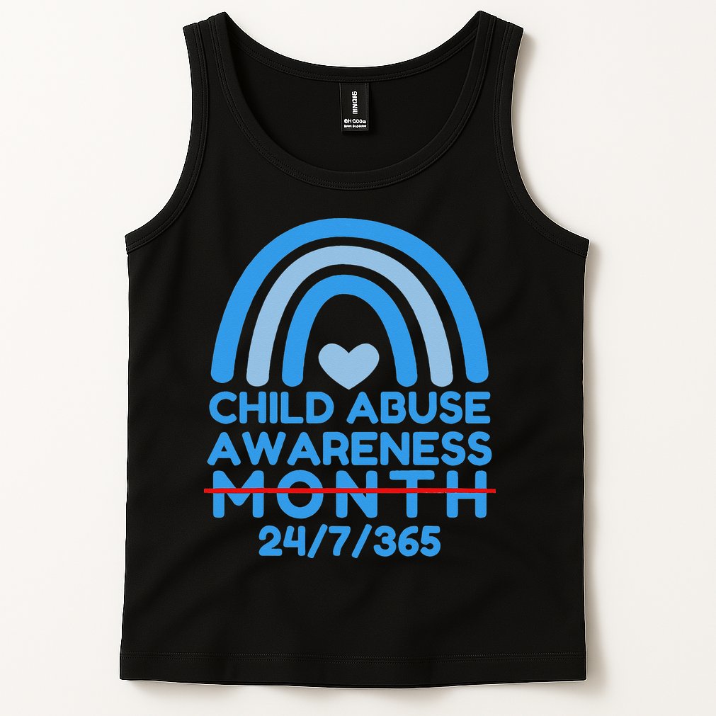 In April We Wear Blue Cool Child Abuse Prevention Awareness (2) Tank Top