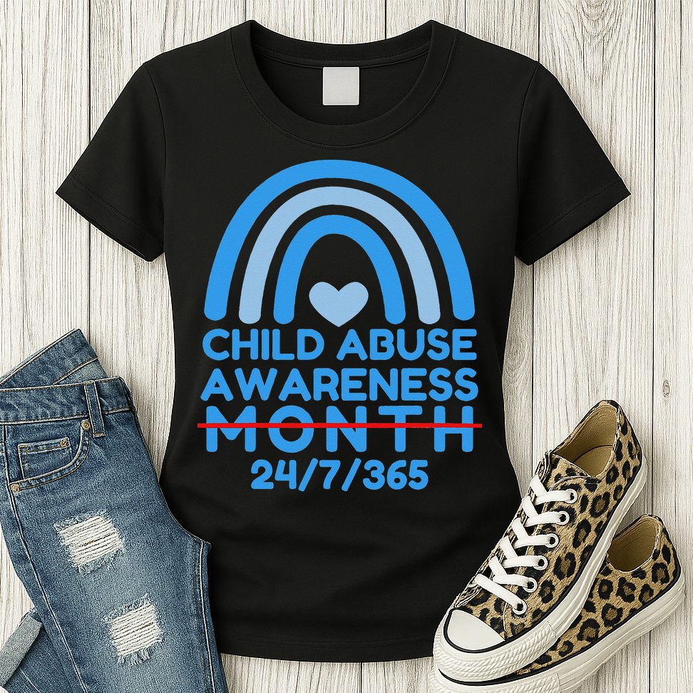 In April We Wear Blue Cool Child Abuse Prevention Awareness (2) Womens T-Shirt