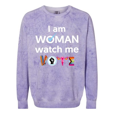 I Am Woman Watch Me Vote Colorblast Crewneck Sweatshirt