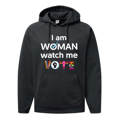 I Am Woman Watch Me Vote Performance Fleece Hoodie