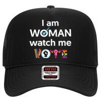 I Am Woman Watch Me Vote High Crown Mesh Back Trucker Hat