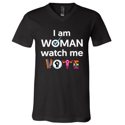 I Am Woman Watch Me Vote V-Neck T-Shirt