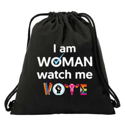 I Am Woman Watch Me Vote Drawstring Bag