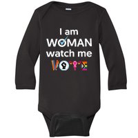 I Am Woman Watch Me Vote Baby Long Sleeve Bodysuit