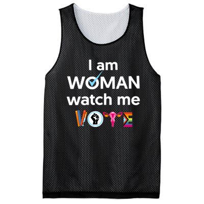 I Am Woman Watch Me Vote Mesh Reversible Basketball Jersey Tank