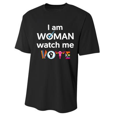 I Am Woman Watch Me Vote Performance Sprint T-Shirt