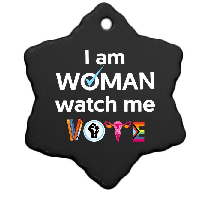 I Am Woman Watch Me Vote Ceramic Star Ornament