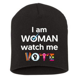 I Am Woman Watch Me Vote Short Acrylic Beanie