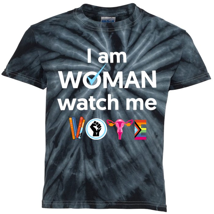 I Am Woman Watch Me Vote Kids Tie-Dye T-Shirt