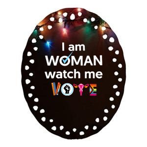 I Am Woman Watch Me Vote Ceramic Oval Ornament