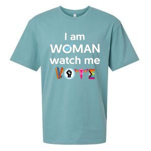 I Am Woman Watch Me Vote Sueded Cloud Jersey T-Shirt