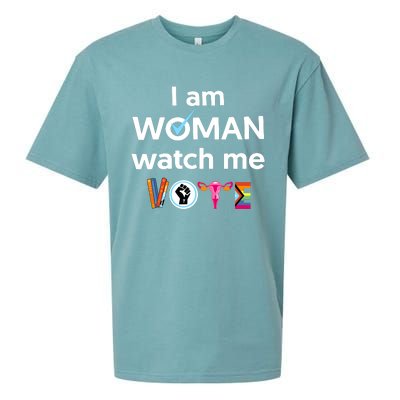 I Am Woman Watch Me Vote Sueded Cloud Jersey T-Shirt