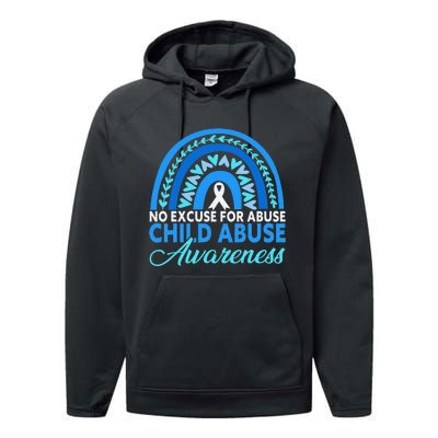 In April We Wear Blue Cool Child Abuse Prevention Awareness Performance Fleece Hoodie