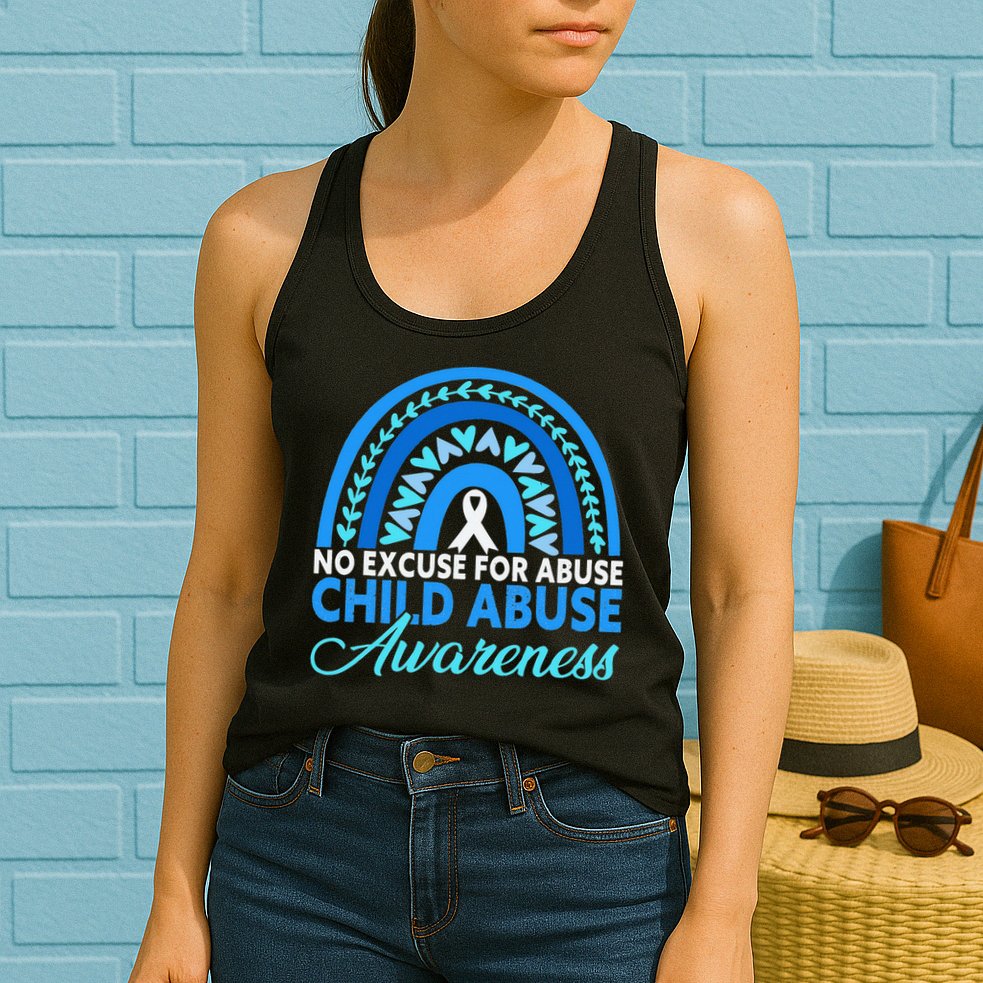 In April We Wear Blue Cool Child Abuse Prevention Awareness Womens Tank Top