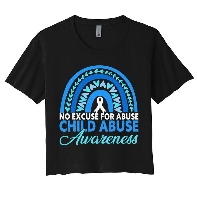 In April We Wear Blue Cool Child Abuse Prevention Awareness Crop Top