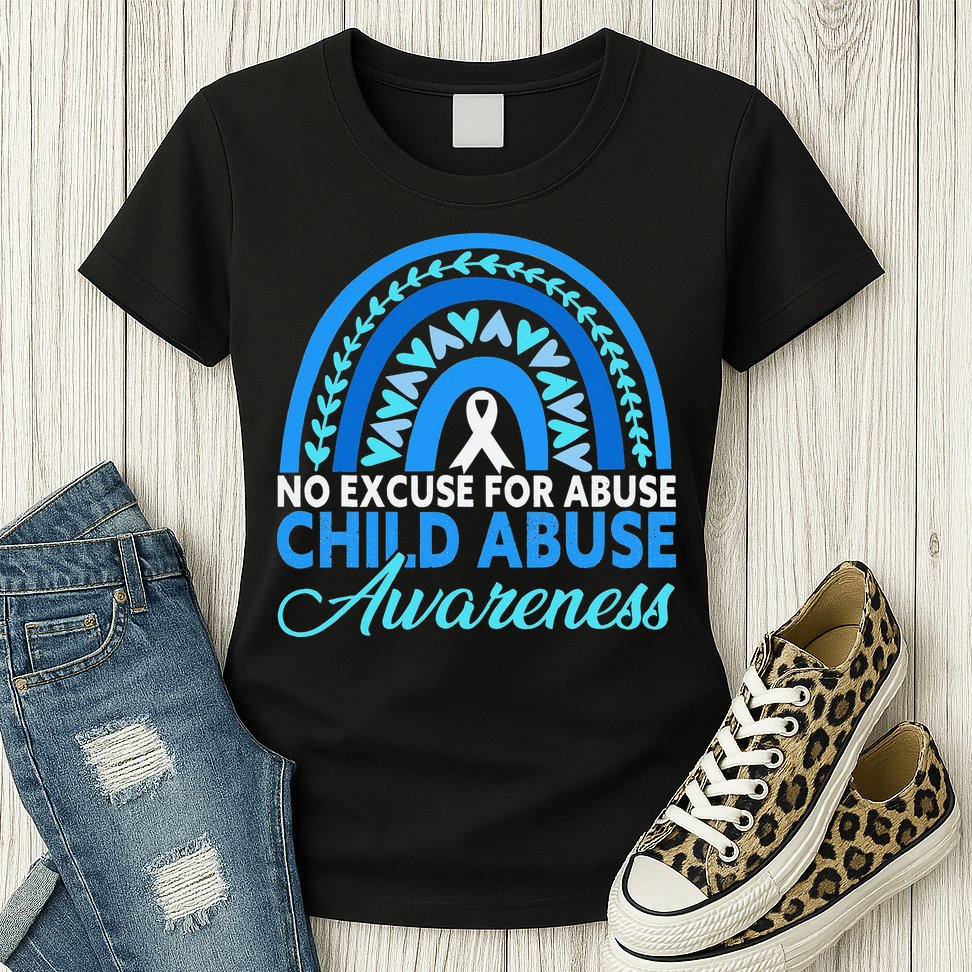 In April We Wear Blue Cool Child Abuse Prevention Awareness Womens T-Shirt