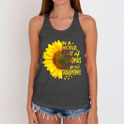 In A World Full Of Grandmas Be Grandmommy Sunflower Women's Knotted Racerback Tank