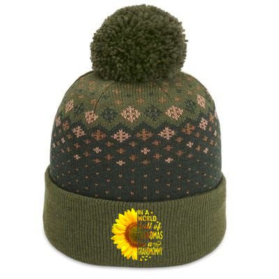 In A World Full Of Grandmas Be Grandmommy Sunflower The Baniff Cuffed Pom Beanie