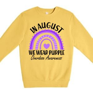 In August We Wear Purple Overdose Awareness Purple Rainbow Premium Crewneck Sweatshirt