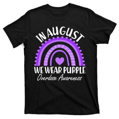 In August We Wear Purple Overdose Awareness Purple Rainbow T-Shirt