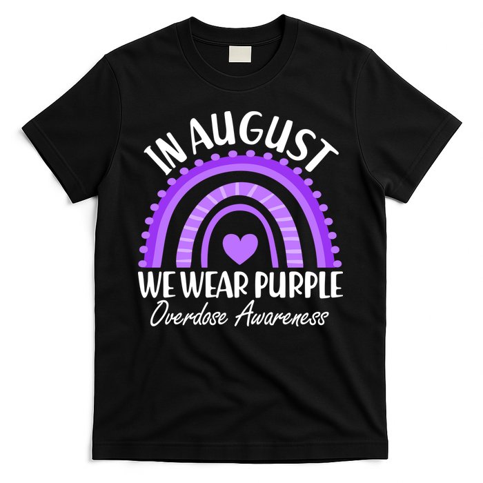 In August We Wear Purple Overdose Awareness Purple Rainbow T-Shirt
