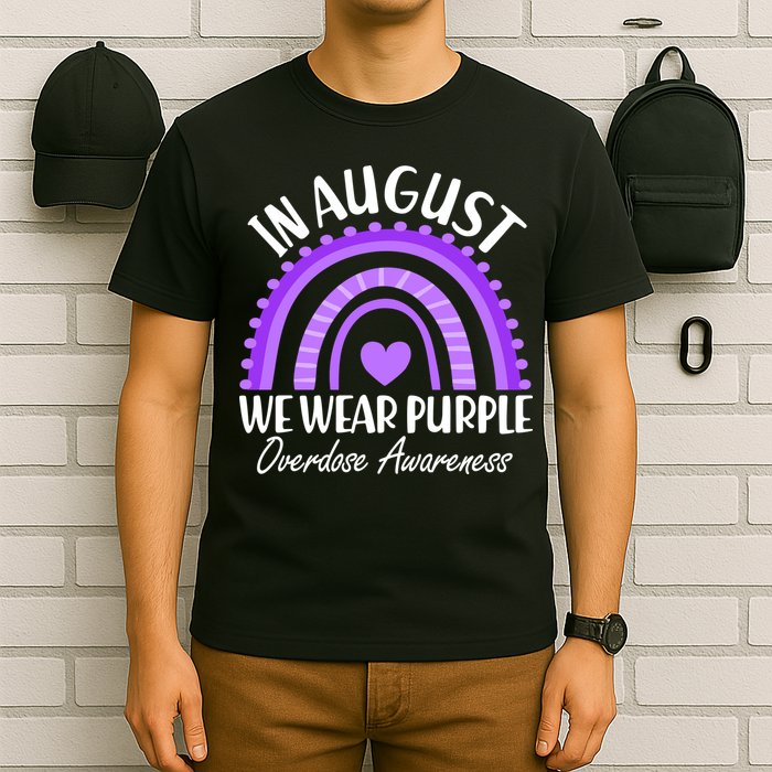 In August We Wear Purple Overdose Awareness Purple Rainbow T-Shirt