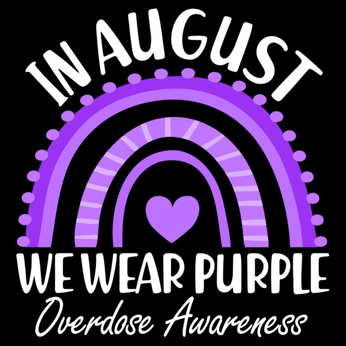 In August We Wear Purple Overdose Awareness Purple Rainbow T-Shirt