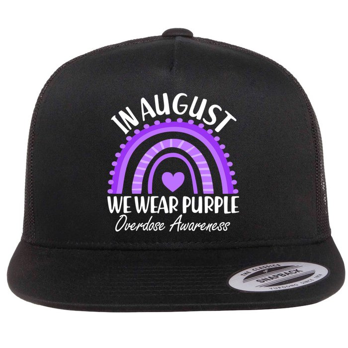In August We Wear Purple Overdose Awareness Purple Rainbow Flatbill Hat