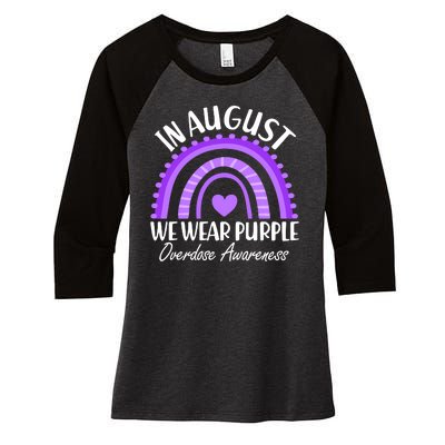 In August We Wear Purple Overdose Awareness Purple Rainbow Women's Tri-Blend 3/4-Sleeve Raglan Shirt