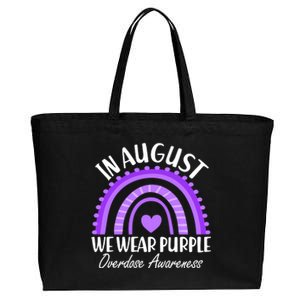 In August We Wear Purple Overdose Awareness Purple Rainbow Cotton Canvas Jumbo Tote