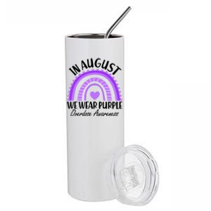 In August We Wear Purple Overdose Awareness Purple Rainbow Stainless Steel Tumbler