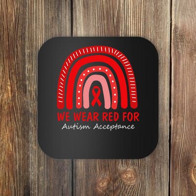 In April We Wear Red Instead Autism Awareness Acceptance Coaster