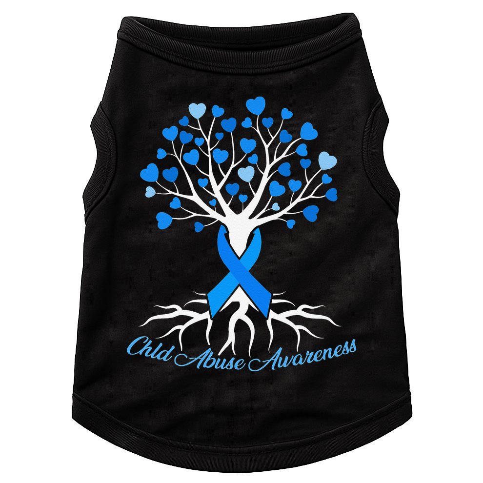 In April We Wear Blue Pinwheel Child Abuse Prevention Month Doggie Tank
