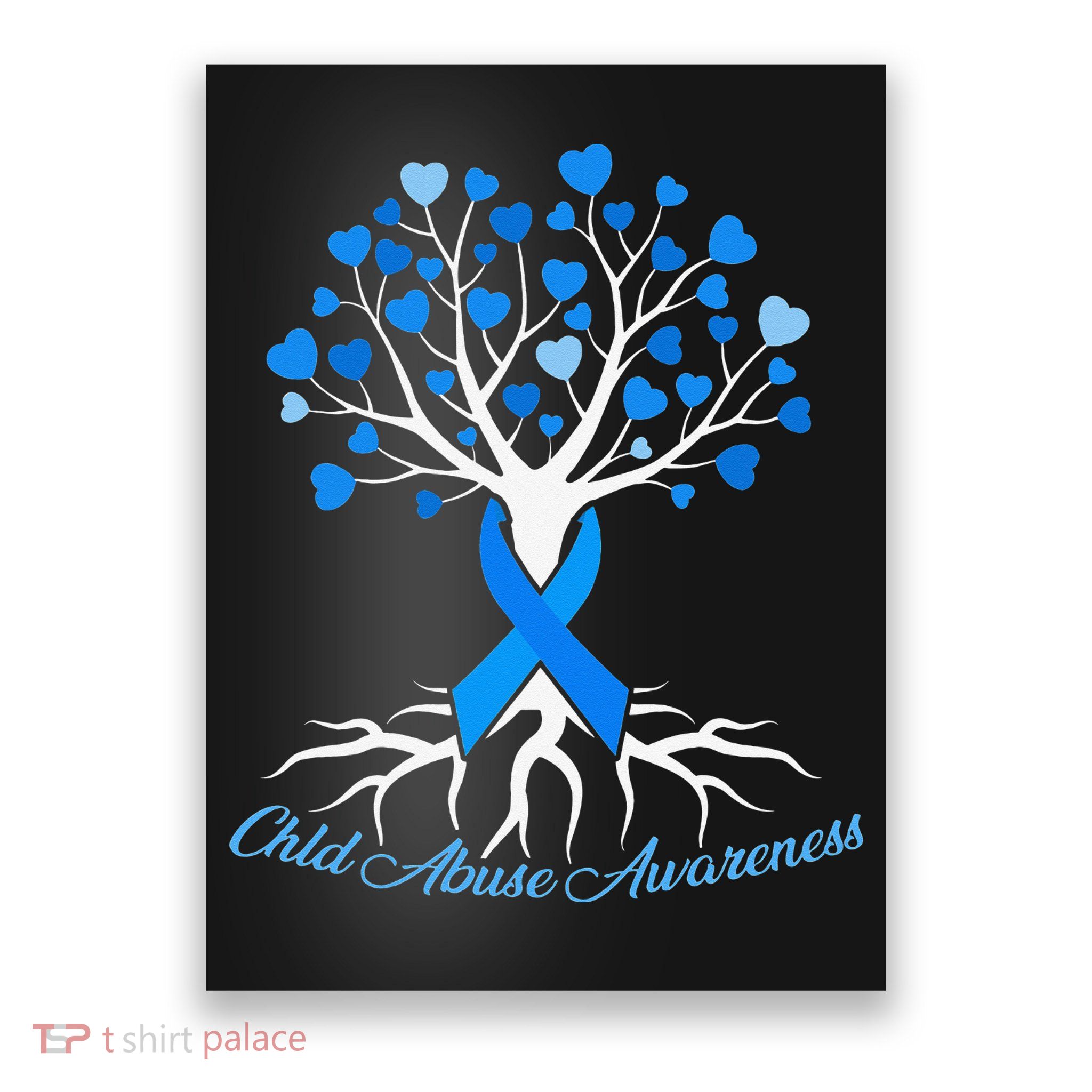 In April We Wear Blue Pinwheel Child Abuse Prevention Month Poster