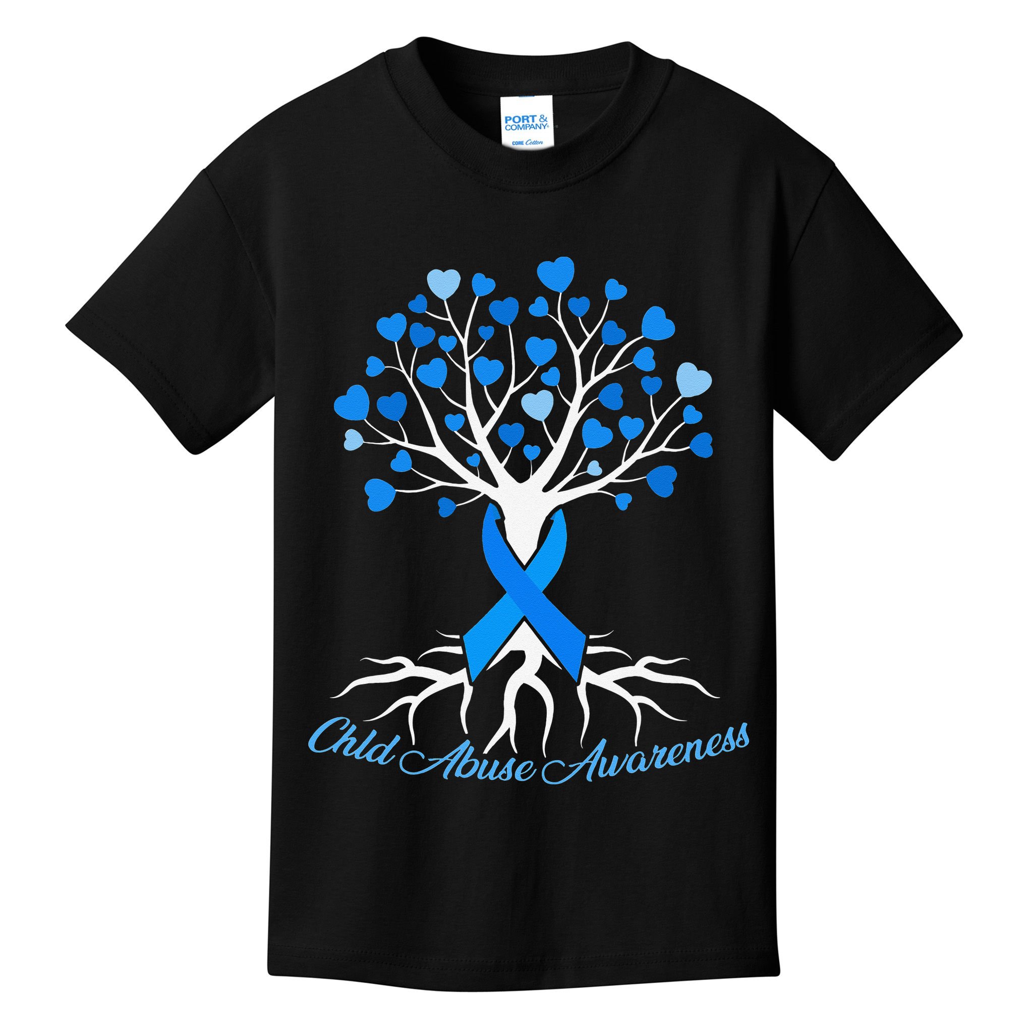 In April We Wear Blue Pinwheel Child Abuse Prevention Month Kids T-Shirt