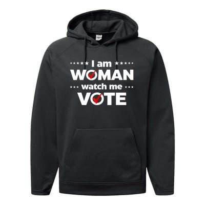 I Am Woman Watch Me Vote Performance Fleece Hoodie