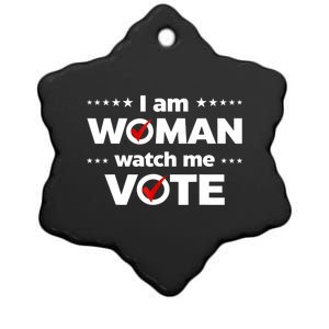 I Am Woman Watch Me Vote Ceramic Star Ornament