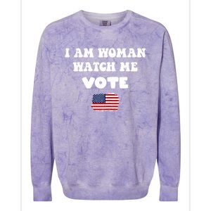 I Am Woman Watch Me Vote Colorblast Crewneck Sweatshirt