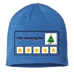 I Am Working For Christmas Break 5 Stars Xmas Tree Sustainable Beanie