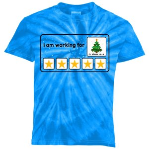 I Am Working For Christmas Break 5 Stars Xmas Tree Kids Tie-Dye T-Shirt