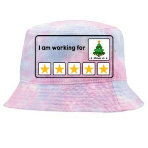 I Am Working For Christmas Break 5 Stars Xmas Tree Tie-Dyed Bucket Hat