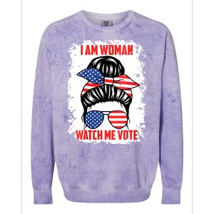 I Am Woman Watch Me Vote Colorblast Crewneck Sweatshirt