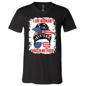 I Am Woman Watch Me Vote V-Neck T-Shirt