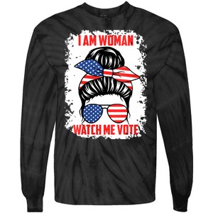 I Am Woman Watch Me Vote Tie-Dye Long Sleeve Shirt