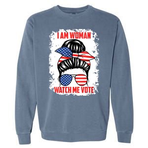 I Am Woman Watch Me Vote Garment-Dyed Sweatshirt