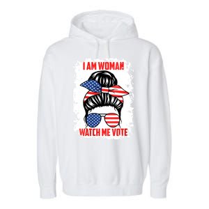 I Am Woman Watch Me Vote Garment-Dyed Fleece Hoodie