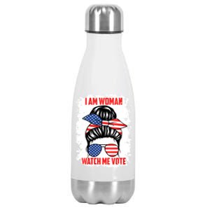 I Am Woman Watch Me Vote Stainless Steel Insulated Water Bottle